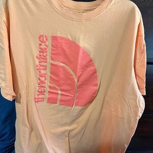 The North Face Mens Peach Tee with Pink Logo